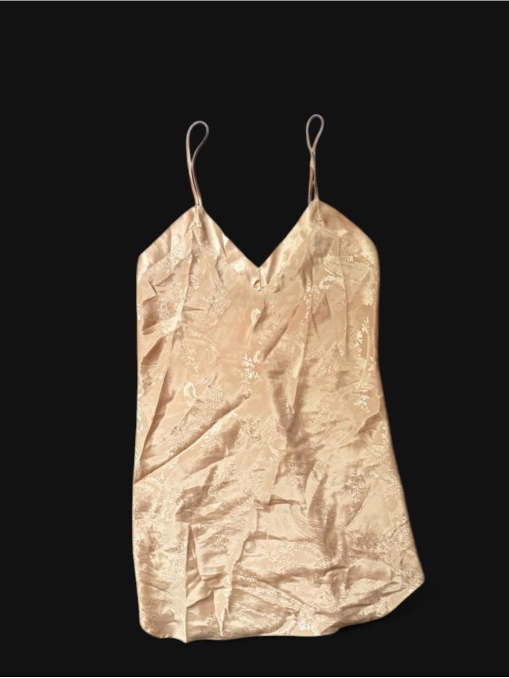 H&M Floral Jacquard Satin Slip Dress - Champagne Beige